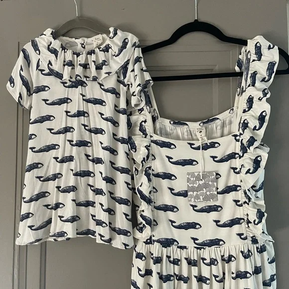 Kate Quinn Navy Whale Print Mommy and Me Dresses - Picture 2 of 4